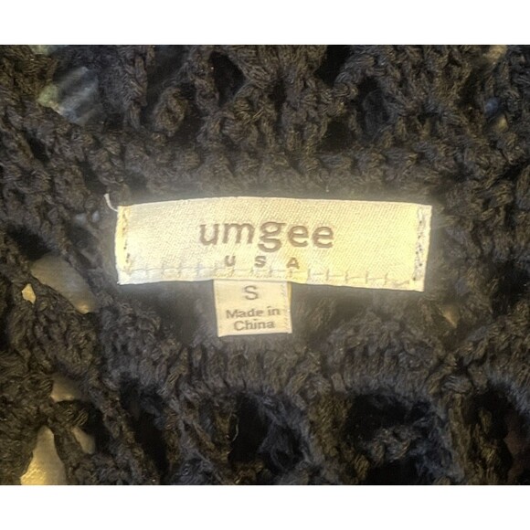 UMGEE Black Crochet Long Fringe Vest/Duster Goth Bohemian Whimsigoth  S - Picture 2 of 9
